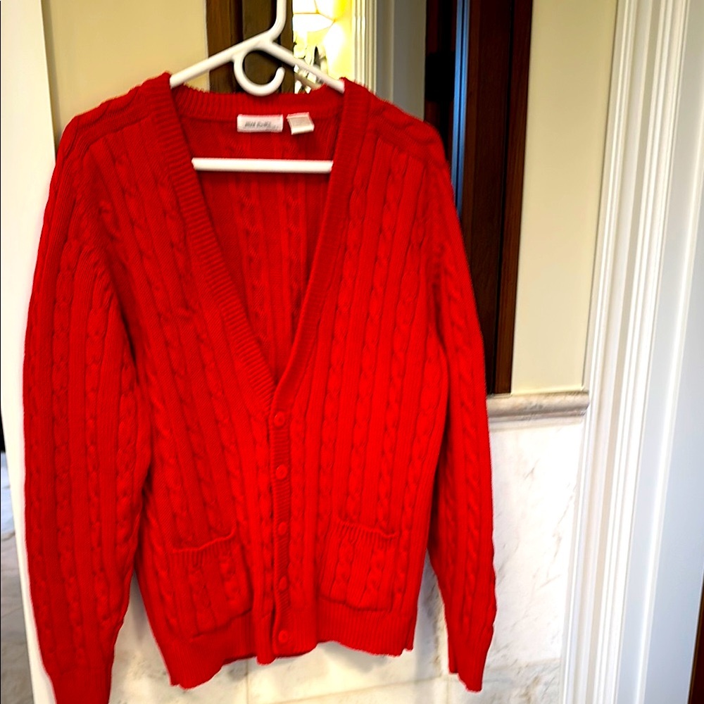 Woman’s red Brian MacNeil sweater